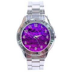 Magenta Waves Flow Series 2 Stainless Steel Analogue Watch by DimitriosArt