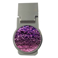 Purple  Waves Abstract Series No2 Money Clips (round)  by DimitriosArt