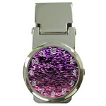 Purple  waves abstract series no2 Money Clip Watches Front