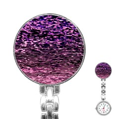 Purple  Waves Abstract Series No2 Stainless Steel Nurses Watch by DimitriosArt