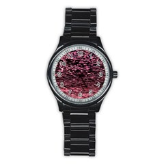 Pink  Waves Flow Series 11 Stainless Steel Round Watch by DimitriosArt