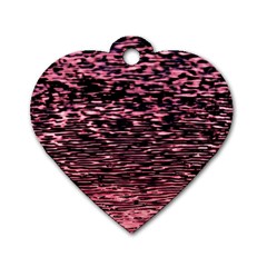 Pink  Waves Flow Series 11 Dog Tag Heart (two Sides) by DimitriosArt