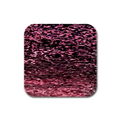 Pink  Waves Flow Series 11 Rubber Square Coaster (4 Pack) by DimitriosArt