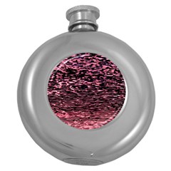 Pink  Waves Flow Series 11 Round Hip Flask (5 Oz) by DimitriosArt