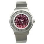 Pink  waves flow series 11 Stainless Steel Watch Front