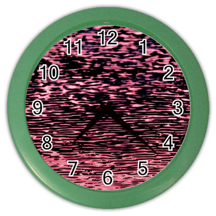 Pink  waves flow series 11 Color Wall Clock