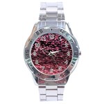 Pink  waves flow series 11 Stainless Steel Analogue Watch Front