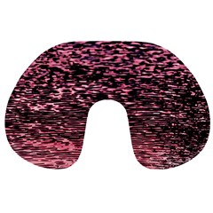 Pink  Waves Flow Series 11 Travel Neck Pillow by DimitriosArt