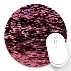 Pink  Waves Flow Series 11 Round Mousepads by DimitriosArt