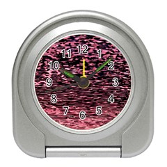 Pink  Waves Flow Series 11 Travel Alarm Clock by DimitriosArt