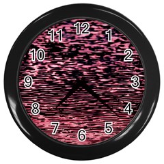 Pink  Waves Flow Series 11 Wall Clock (black) by DimitriosArt