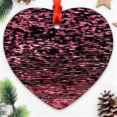 Pink  Waves Flow Series 11 Heart Ornament (two Sides) by DimitriosArt