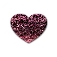 Pink  Waves Flow Series 11 Rubber Coaster (heart) by DimitriosArt