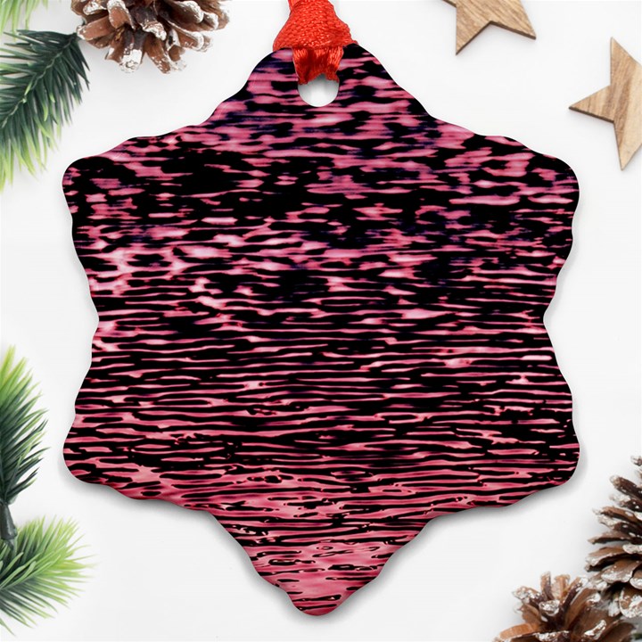 Pink  waves flow series 11 Snowflake Ornament (Two Sides)