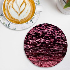 Pink  Waves Flow Series 11 Uv Print Round Tile Coaster by DimitriosArt