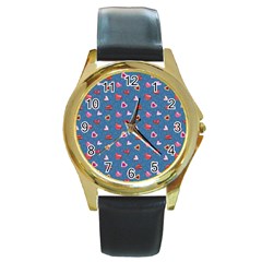 Sweet Hearts Round Gold Metal Watch by SychEva