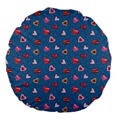 Sweet Hearts Large 18  Premium Round Cushions by SychEva