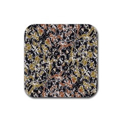 Modern Camo Tropical Print Design Rubber Coaster (square) by dflcprintsclothing