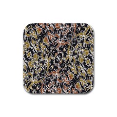 Modern Camo Tropical Print Design Rubber Square Coaster (4 Pack) by dflcprintsclothing