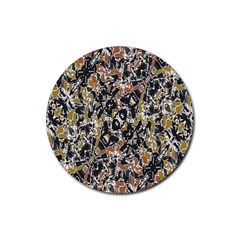 Modern Camo Tropical Print Design Rubber Round Coaster (4 Pack)