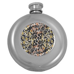 Modern Camo Tropical Print Design Round Hip Flask (5 Oz)