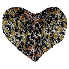 Modern Camo Tropical Print Design Large 19  Premium Flano Heart Shape Cushions