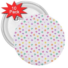 Valentines Day Candy Hearts Pattern - White 3  Buttons (10 Pack)  by JessySketches