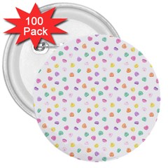 Valentines Day Candy Hearts Pattern - White 3  Buttons (100 Pack)  by JessySketches