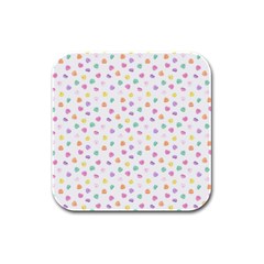 Valentines Day Candy Hearts Pattern - White Rubber Square Coaster (4 Pack)