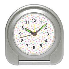 Valentines Day Candy Hearts Pattern - White Travel Alarm Clock