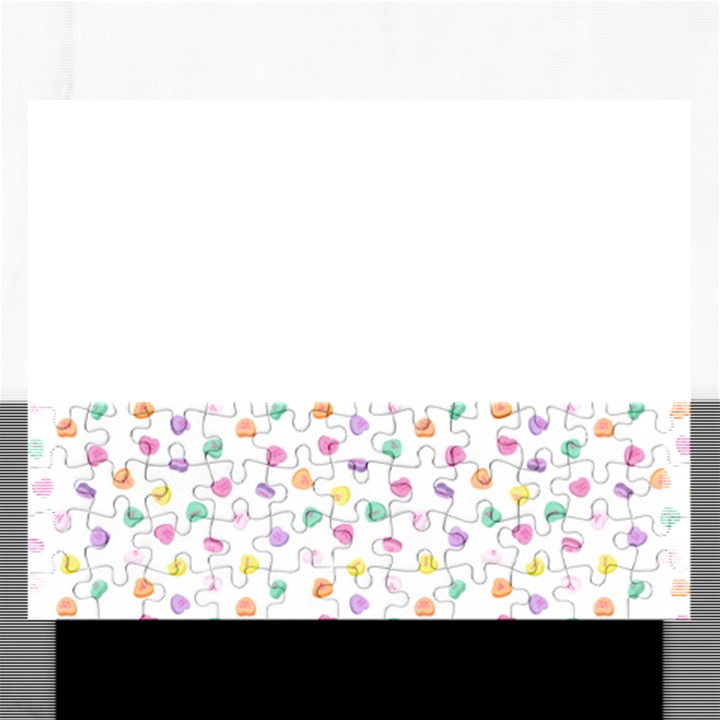 Valentines Day Candy Hearts Pattern - White Rectangular Jigsaw Puzzl