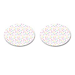 Valentines Day Candy Hearts Pattern - White Cufflinks (oval)