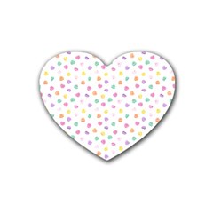 Valentines Day Candy Hearts Pattern - White Rubber Heart Coaster (4 Pack) by JessySketches