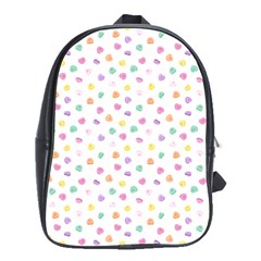 Valentines Day Candy Hearts Pattern - White School Bag (large) by JessySketches