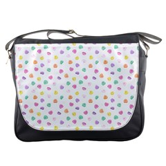 Valentines Day Candy Hearts Pattern - White Messenger Bag by JessySketches