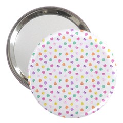 Valentines Day Candy Hearts Pattern - White 3  Handbag Mirrors by JessySketches