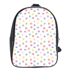 Valentines Day Candy Hearts Pattern - White School Bag (xl) by JessySketches