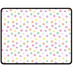 Valentines Day Candy Hearts Pattern - White Double Sided Fleece Blanket (medium)  by JessySketches