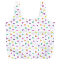 Valentines Day Candy Hearts Pattern - White Full Print Recycle Bag (xl) by JessySketches