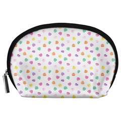 Valentines Day Candy Hearts Pattern - White Accessory Pouch (large) by JessySketches