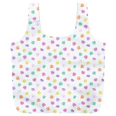 Valentines Day Candy Hearts Pattern - White Full Print Recycle Bag (xxxl) by JessySketches