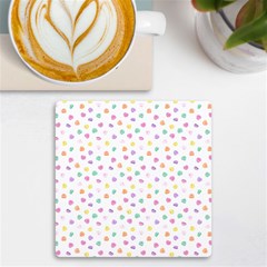 Valentines Day Candy Hearts Pattern - White Uv Print Square Tile Coaster  by JessySketches