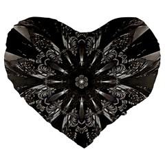 Mechanical Mandala Large 19  Premium Heart Shape Cushions by MRNStudios