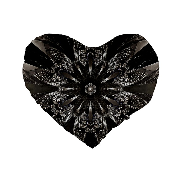 Mechanical Mandala Standard 16  Premium Flano Heart Shape Cushions