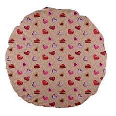 Sweet Heart Large 18  Premium Flano Round Cushions