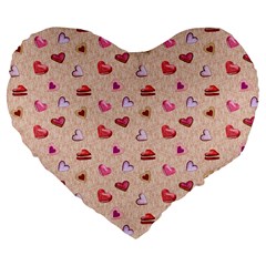 Sweet Heart Large 19  Premium Flano Heart Shape Cushions