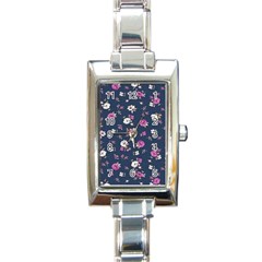 Flowers Pattern Rectangle Italian Charm Watch by Sparkle