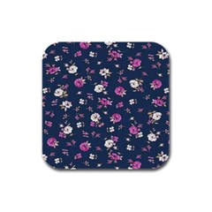 Flowers Pattern Rubber Square Coaster (4 Pack) by Sparkle