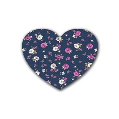 Flowers Pattern Rubber Coaster (heart) by Sparkle