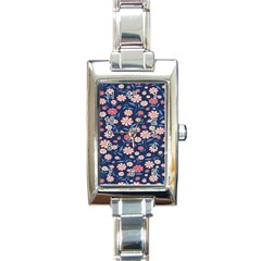 Flowers Pattern Rectangle Italian Charm Watch by Sparkle